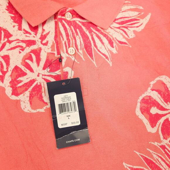 Chaps Casual Short Sleeve Collared Polo Shirt Adult Mens Size Large L Pink - Picture 4 of 10